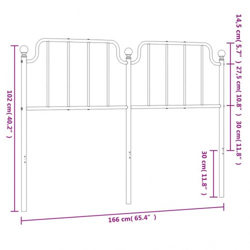 Sengegavl 160 cm metal sort