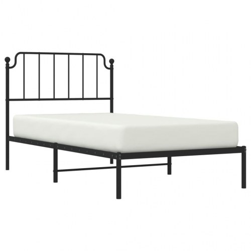 Sengeramme med sengegavl i metal - 100 x 190 cm, sort