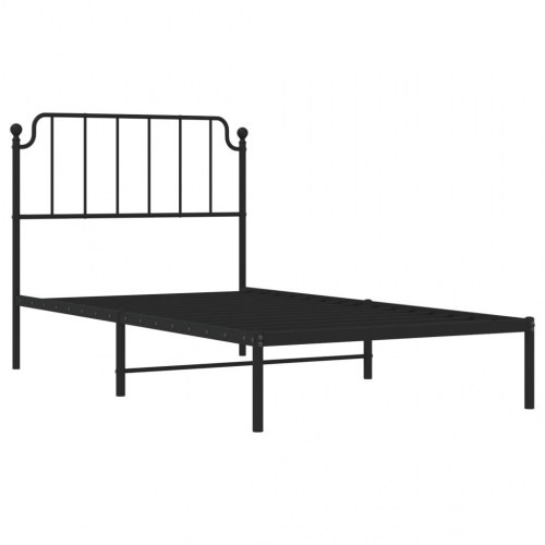 Sengeramme med sengegavl i metal - 100 x 190 cm, sort