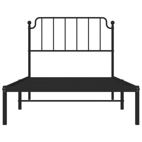 Sengeramme med sengegavl i metal - 100 x 190 cm, sort