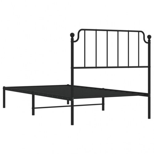 Sengeramme med sengegavl i metal - 100 x 190 cm, sort