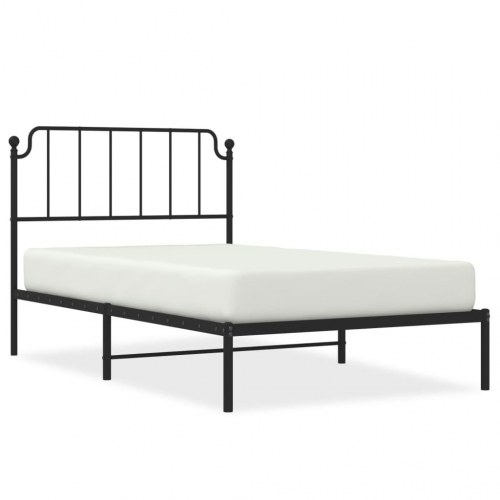 Sengeramme med sengegavl 107×203 cm - metal, sort