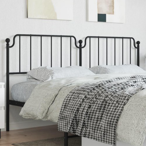 Sengegavl i metal 200 cm - sort, klassisk design