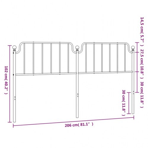 Sengegavl i metal 200 cm - sort, klassisk design