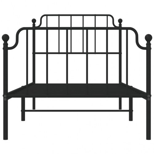 Sengeramme med sengegavl og fodgærde 90x200 cm metal sort