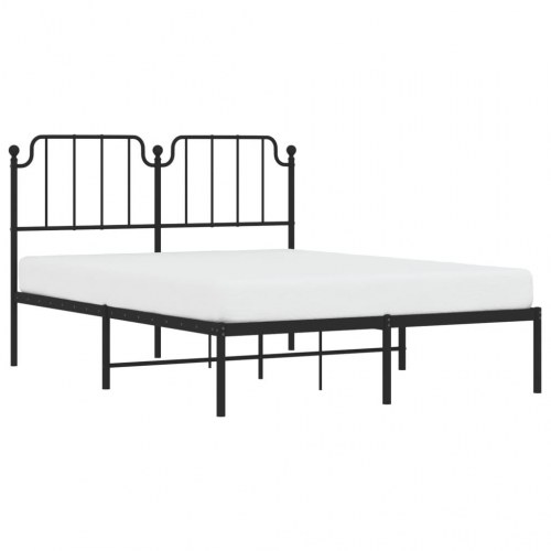 Sengeramme med sengegavl 150×200 cm - metal, sort
