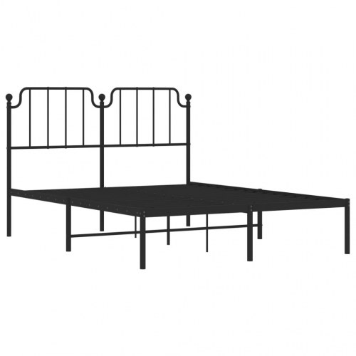 Sengeramme med sengegavl 150×200 cm - metal, sort