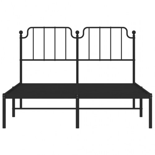 Sengeramme med sengegavl 150×200 cm - metal, sort