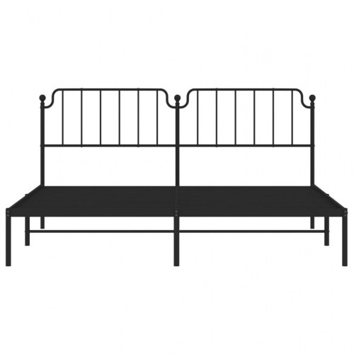 Sengeramme med sengegavl 200x200 cm metal sort