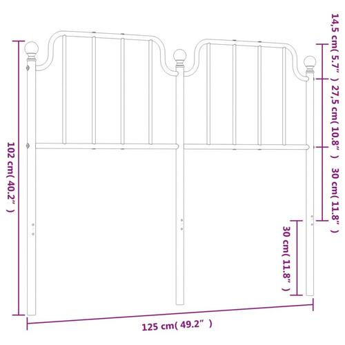 Sengegavl 120 cm metal sort