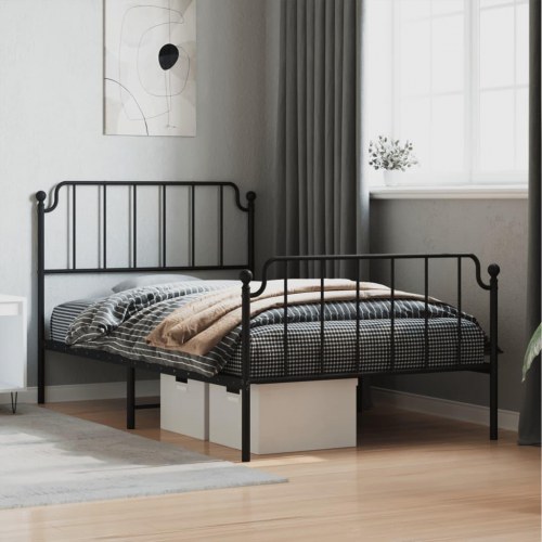 Sengeramme med sengegavl og fodgærde 107x203 cm metal sort