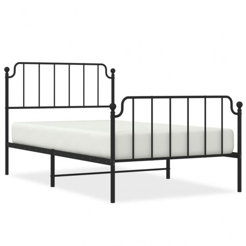 Sengeramme med sengegavl og fodgærde 107x203 cm metal sort