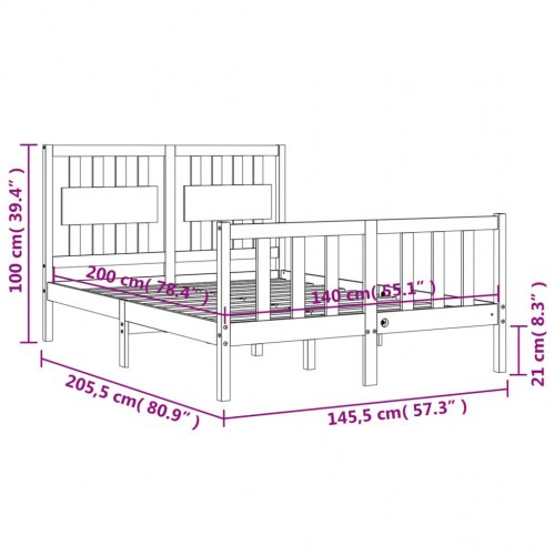 Sengeramme uden madras 140x200 cm massivt fyrretræ