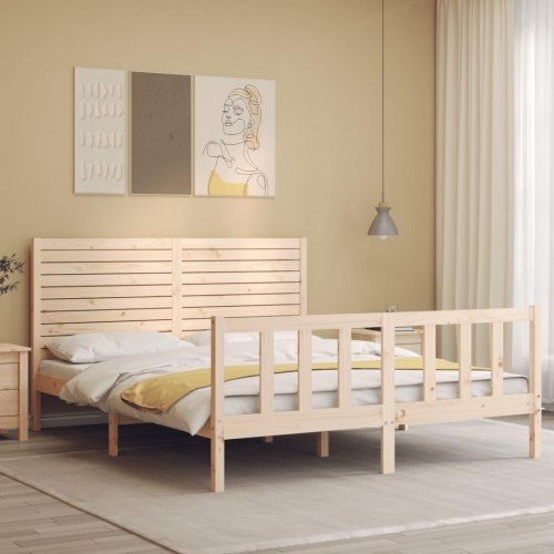 Sengeramme uden madras 160 x 200 cm i massivt fyrretræ