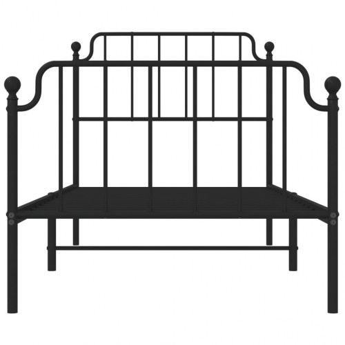 Sengeramme med sengegavl og fodgærde 90x190 cm metal sort