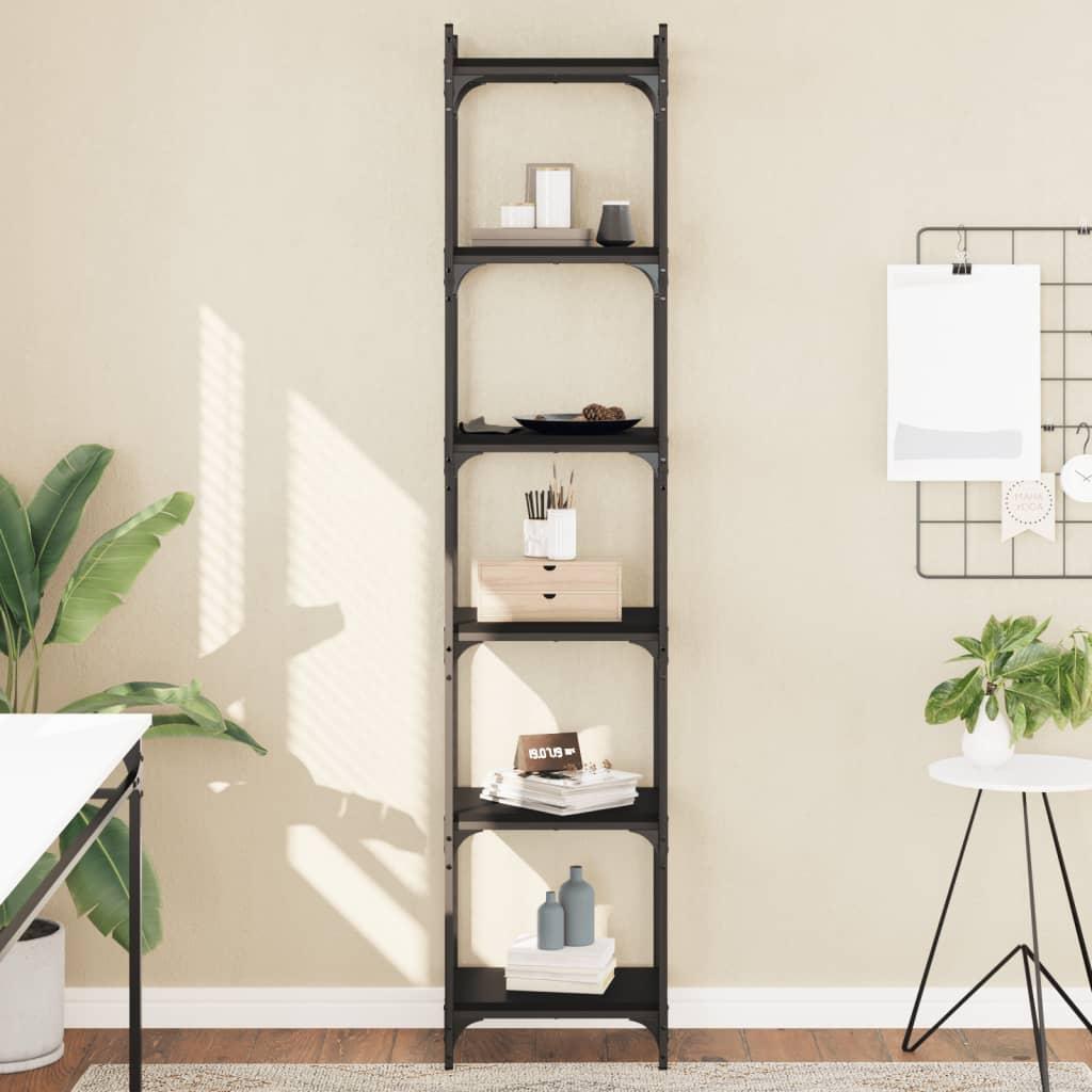 Bogreol Med 5 Hylder 60X30X Konstrueret Træ Sort - 40 cm / 188 cm