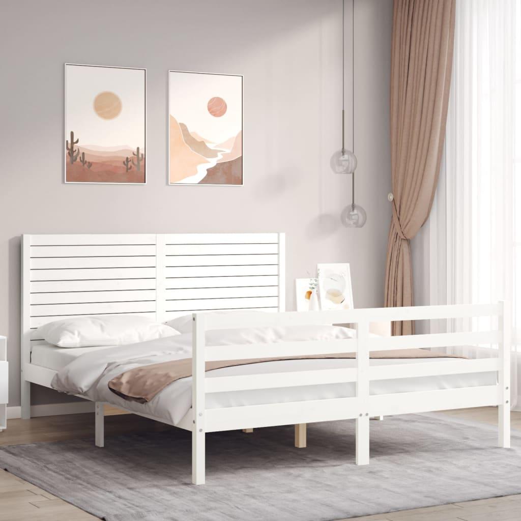 Sengeramme Med Sengegavl 160x200 Massivt Træ Hvid