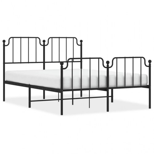 Sengeramme med sengegavl og fodgærde 140×190 cm - metal, sort