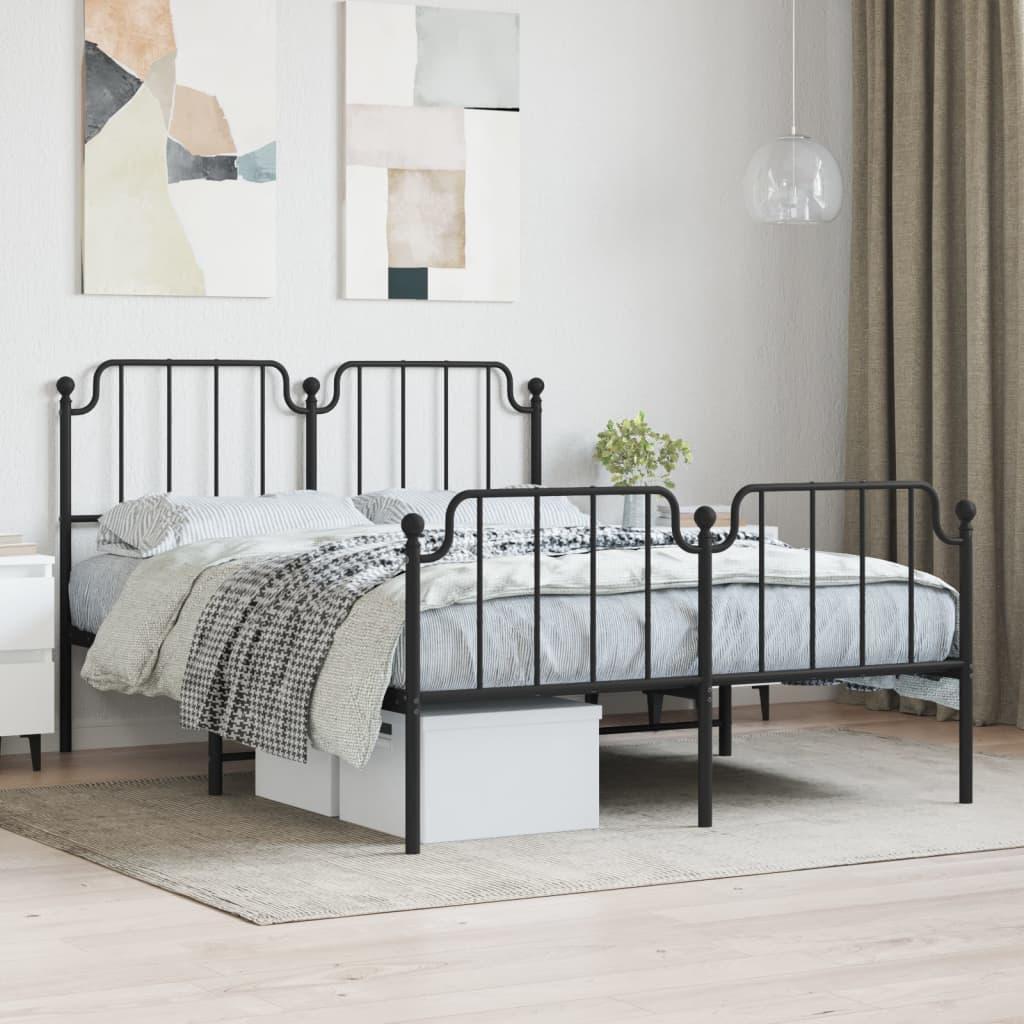 Sengeramme Med Sengegavl Metal - Sort / med hovedgærde og fodgærde / 150 x 200 cm