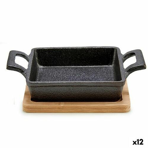 Kasserolle til servering af tapas Brun Sort Bambus Jern 19 x 5 x 14 cm (12 enheder)