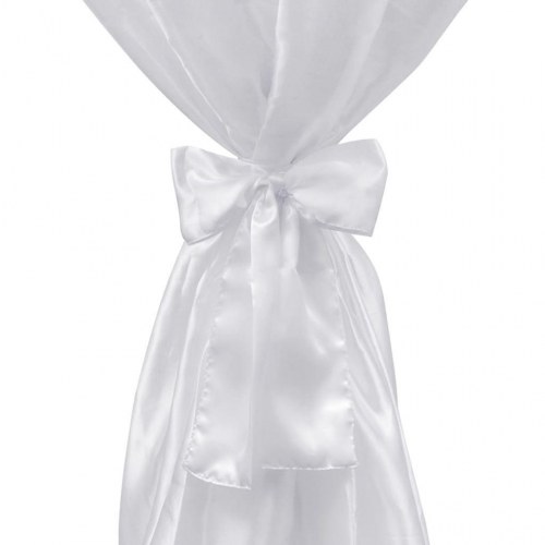 Borddække til rund barbord - hvid satin 80 cm med bånd, 2 stk