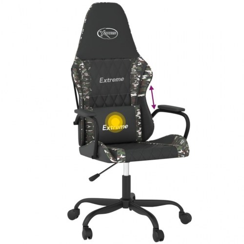 Gamingstol med massagefunktion i kunstlæder - sort og camouflage