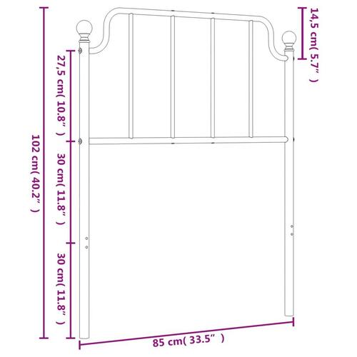 Sengegavl 80 cm metal sort