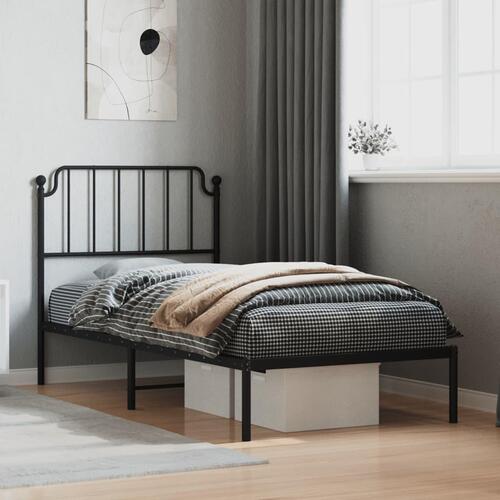 Sengeramme med sengegavl 90x200 cm metal sort