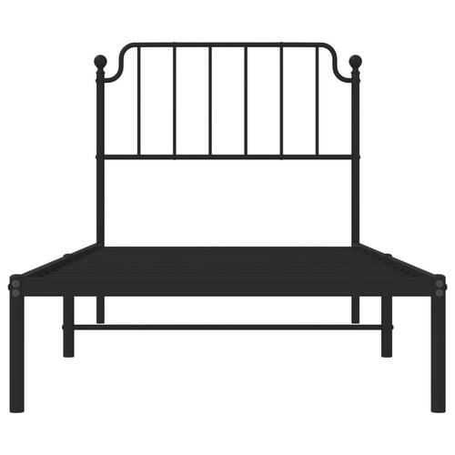 Sengeramme med sengegavl 90x200 cm metal sort