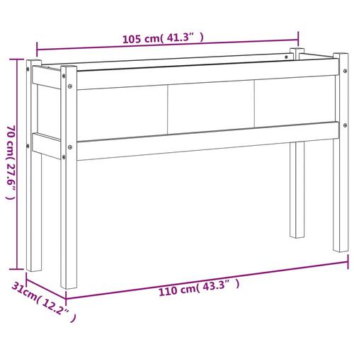 Plantekasse med ben 110x31x70 cm massivt fyrretræ