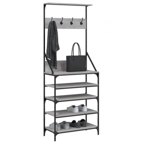 Tøjstativ med skoopbevaring 70×34×184 cm - grå sonoma-eg