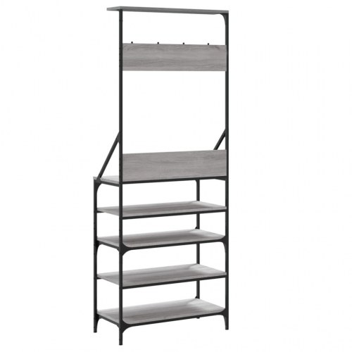 Tøjstativ med skoopbevaring 70×34×184 cm - grå sonoma-eg