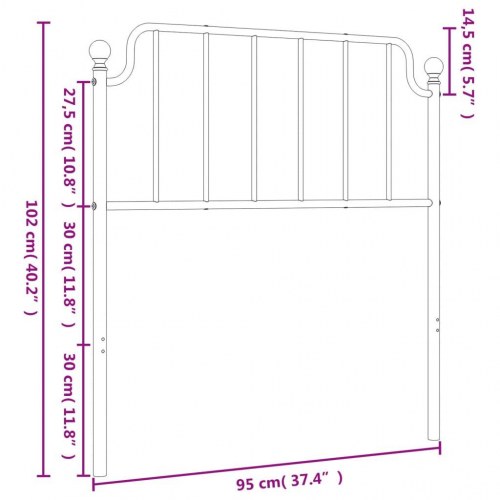 Sengegavl 90 cm metal sort
