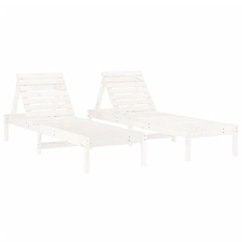 Liggestole 2 stk. 199,5x60x74 cm massivt fyrretræ hvid