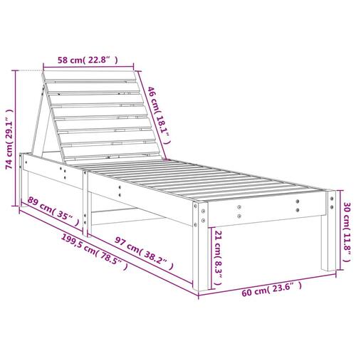 Liggestole 2 stk. 199,5x60x74 cm massivt fyrretræ hvid