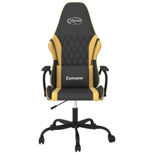 Gamingstol med massagefunktion - sort og guldfarvet