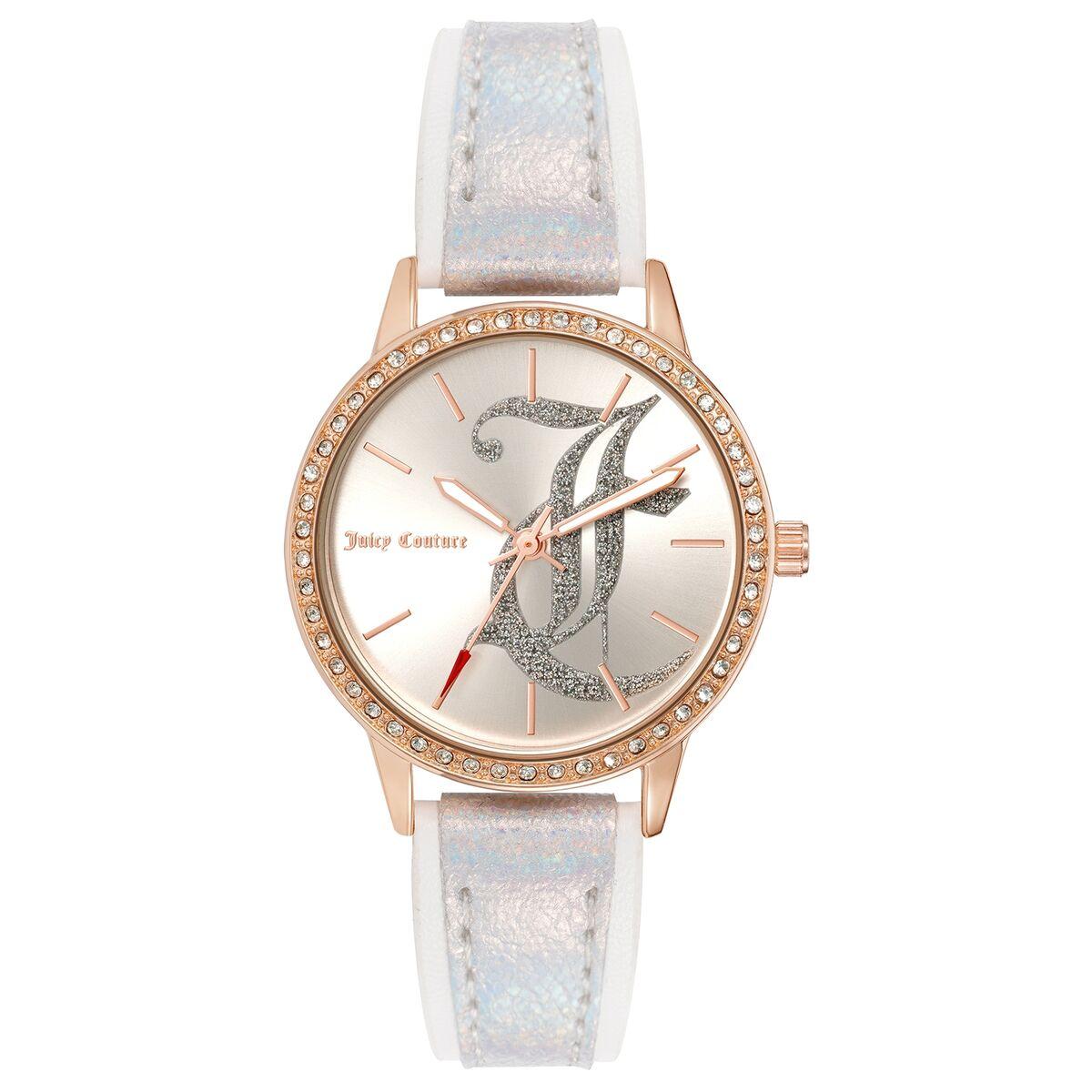 Juicy Couture dameur JC1292RGSI - armbåndsur Ø 34 mm, hvid rem
