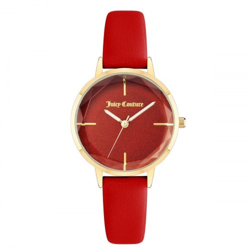 Juicy Couture dameur JC1326GPRD - rød skive og rem, Ø 34 mm