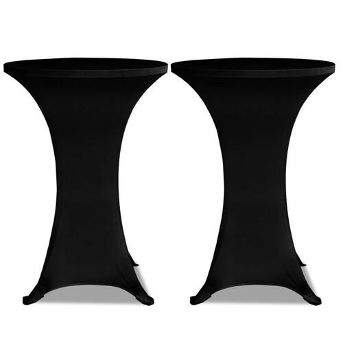 Stående bordbetræk Ø70, sort, strækbart, 2 stk