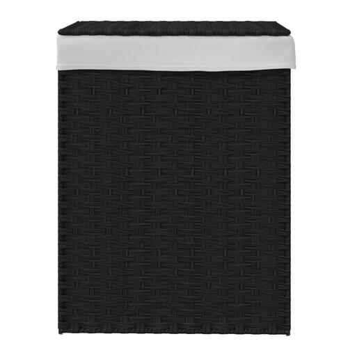 Vasketøjskurv med låg 46x33x60 cm polyrattan sort