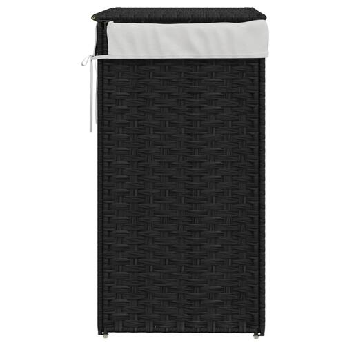 Vasketøjskurv med låg 46x33x60 cm polyrattan sort