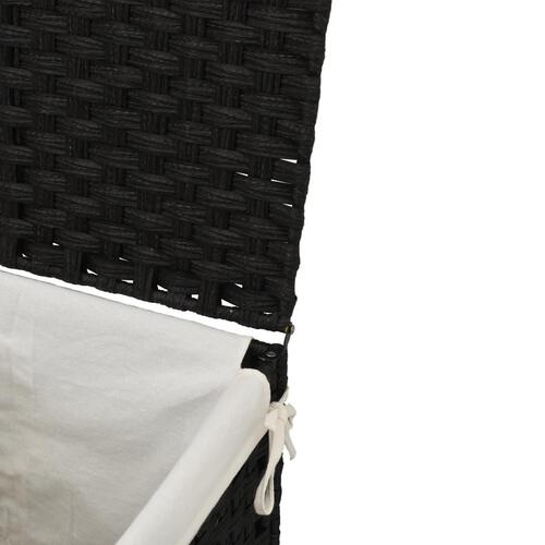 Vasketøjskurv med låg 46x33x60 cm polyrattan sort