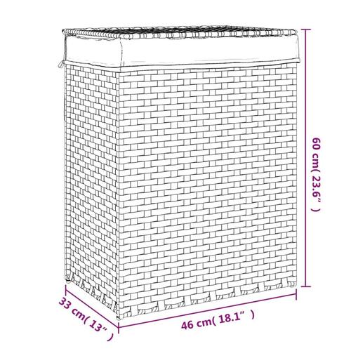 Vasketøjskurv med låg 46x33x60 cm polyrattan sort