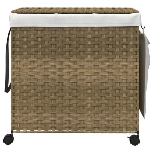 Vasketøjskurv med hjul 60x35x60,5 cm rattan