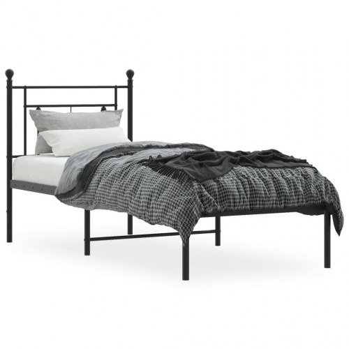 Sengeramme med sengegavl 75×190 cm - metal, sort