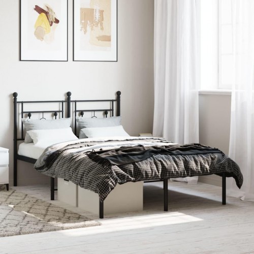 Sengeramme med sengegavl i metal - 120x190 cm, sort