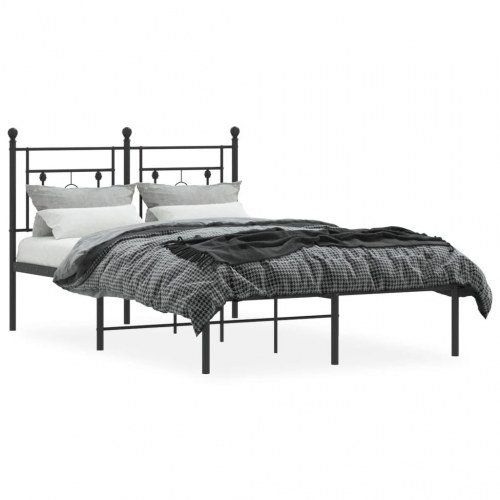 Sengeramme med sengegavl i metal - 120x190 cm, sort