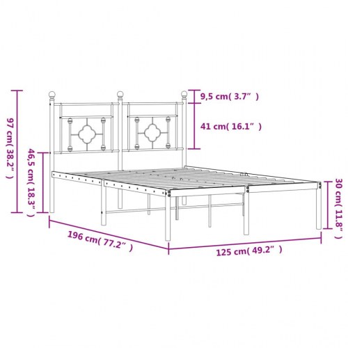 Sengeramme med sengegavl i metal - 120x190 cm, sort