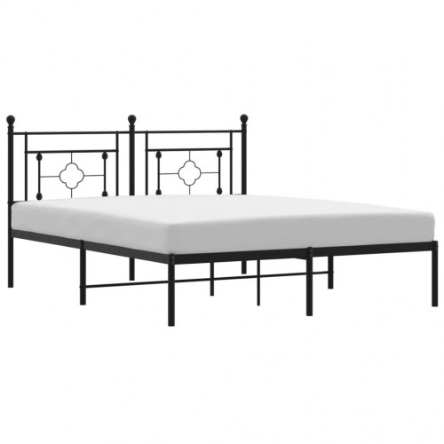 Sengeramme med sengegavl 150×200 cm - metal, sort