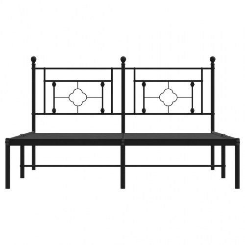 Sengeramme med sengegavl 150×200 cm - metal, sort
